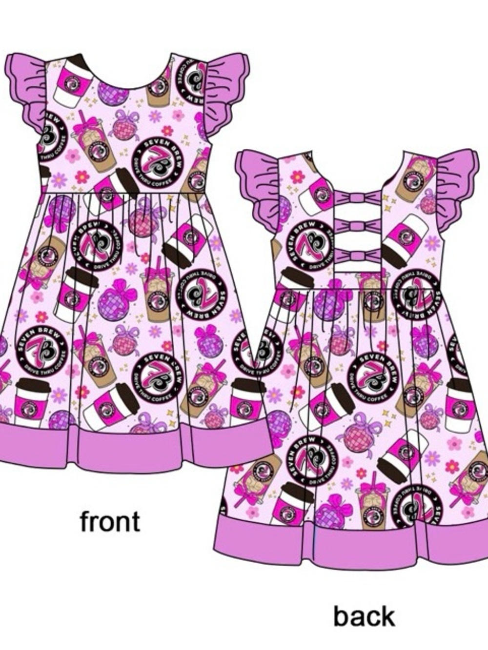 BAMBOO Branded Pink Graphic Flutter-Sleeve Party Dress